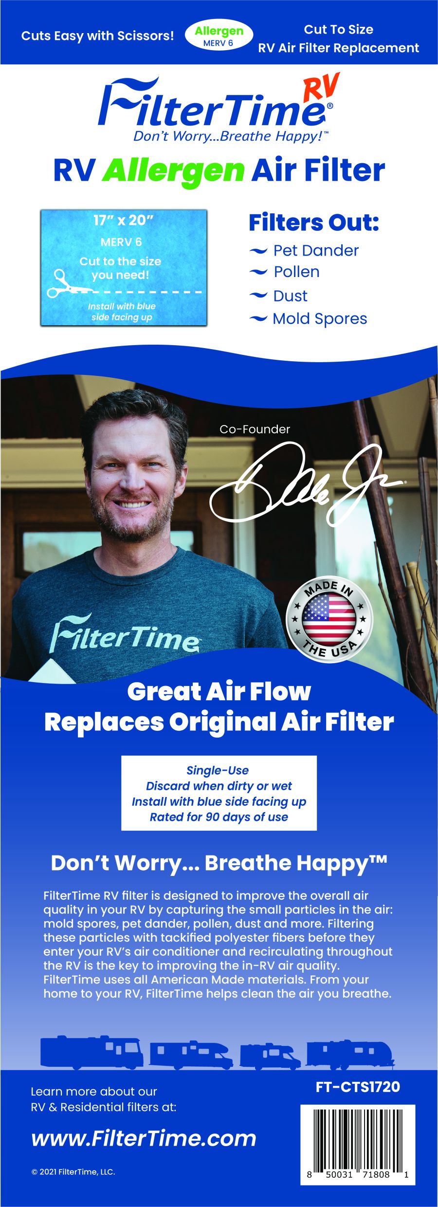 RV Air Filter Cut To Size 17"x20" FilterTime™