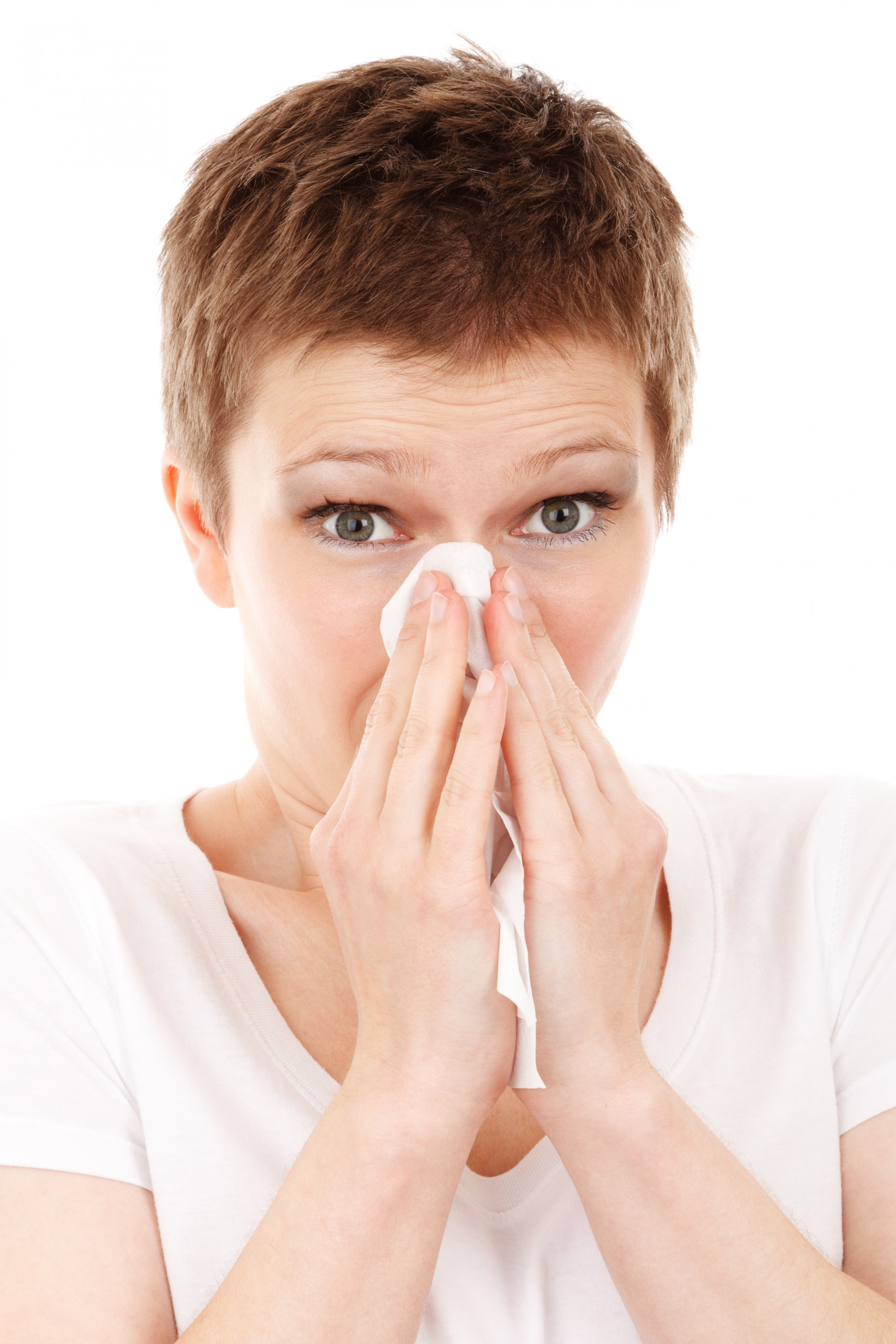 Woman Sneezing/Tissue/Allergies