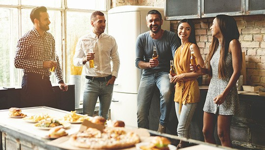 Friends and family in clean air filtered house